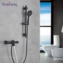 Senlesen Black Faucet Shower Bathroom Shower Tap Brass Wall Mount with ABS Hand Shower Set Single Handle 2024 - buy cheap