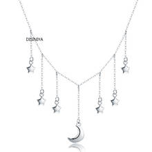 Disiniya-colar de prata esterlina 925 real, corrente com pingente estrelado e lua brilhante, joia feminina de prata scn48301 2024 - compre barato