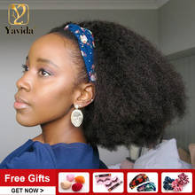 Yavida 180% Плотность Remy афро кудрявые вьющиеся головные парики для женщин бразильские человеческие волосы вьющиеся парики с креплением на голову 2024 - купить недорого