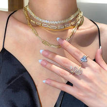 Ожерелье-чокер в форме булавки для женщин и мужчин, модная цепочка с полузакрепленными фианитами в стиле панк, ювелирное изделие в стиле хип-хоп, 2 цвета 2024 - купить недорого