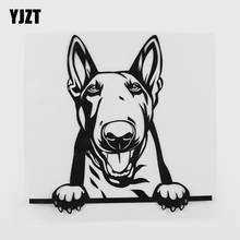 YJZT, 14 см x см, Виниловая наклейка на автомобиль с изображением милого Бультерьера, собаки, черный/серебристый цвет, 8A-0170 2024 - купить недорого