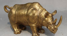 1731+++Chinese Folk Feng Shui Bronze Rhinoceros Bull Oxen Rhinoceros Animals Statue 2024 - buy cheap