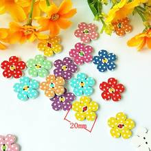 Botones de madera con 2 agujeros en forma de flores para niños, ropa de 20mm, suministros de decoraciones artesanales, 50 unids/lote 2024 - compra barato