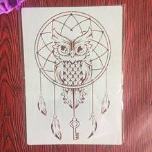 A4 29 * 21cm owl Mandala DIY Stencils Wall Painting Scrapbook Coloring Embossing Album Decorative Paper Card Template 2024 - buy cheap