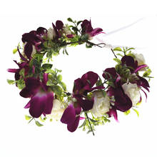 Coroa de flores de orquídea feminina, acessórios para cabelo, casamento, guirlandas de flores, coroa, bandana, decoração de chapéu, guirlandas florais 2024 - compre barato