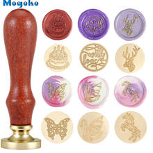 Mogoko 25mm Sealing Wax Stamps Retro Wood Classic Wax Seal Stamp Box Card Envelope Decor Butterfly Swan Horse Deer Birthday Cake 2024 - buy cheap