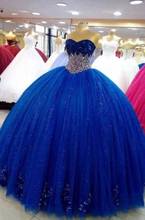 Vestido de fiesta azul royal, vestido de baile com contas de cristal, sweet 16 quinceanera 2020 2024 - compre barato