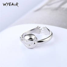 WYEAIIR Simple Sweet Cute Fresh Monkey Literature Student Gift Silver Color Female Resizable Opening Rings 2024 - buy cheap