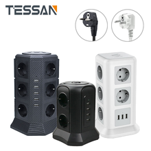 Удлинитель TESSAN с 6 розетками переменного тока и 4 USB-разъемами для зарядки 2024 - купить недорого