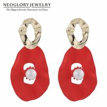 Neoglory-pendientes irregulares especiales para mujer, aretes con esmalte de perlas, antialergias, personalidad, accesorios para las orejas, regalo para Amiga 2024 - compra barato