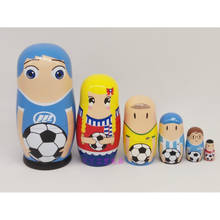 6pcs/Lot Cartoon Football Player Cute Nesting Dolls Wooden Dolls Nesting Russian Hand Paint For Kids Christmas Toys 2024 - buy cheap