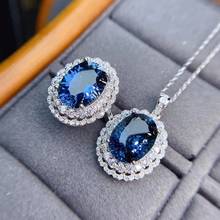 KJJEAXCMY Fine Jewelry 925 sterling silver inlaid natural blue topaz new girl popular pendant ring set support test hot selling 2024 - buy cheap