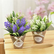 Искусственное растение, цветок, маленький мини-горшечный бонсай, зеленое растение, декоративный цветок, домашний декор, 1 комплект и ваза 2024 - купить недорого