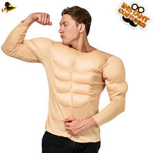 Disfraz de músculos para hombre, camisa de músculos para adultos, Cosplay de Halloween con capa roja, mono muscular 2024 - compra barato