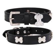 New Bling Rhinestone Small Dog Collar PU Leather Cat Collar Chihuahua Yorkie Teddy Pet Leads Solid Pet Collars 2024 - buy cheap