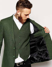 2020 Latest Leisure Coat Pant Designs Green Tweed Men Suit Wedding Suits For MenCustom Costume 3 Piece Blazer 2024 - buy cheap