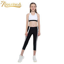 2Pcs Kids Tracksuits Girls Ballet Gymnastic Suits Sleeveless Y-Shaped Back Crop Top with Leggings Children's Sport Dance Sets 2024 - buy cheap