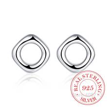 Wholesale 925 Sterling Silver Earring,Wedding Jewelry Accessories,Round Square Lattice Fashion Cute Stud Earrings For Women 2020 2024 - buy cheap