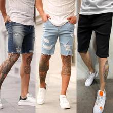 Новые мужские шорты, джинсовые короткие брюки, рваные джинсы скинни, потертые джинсы 2024 - купить недорого