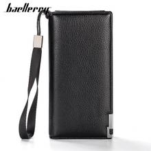 top 2020 Men Wallets Long PU Leather Card Holder Top Quality Zipper Phone Pocket Men Purse Solid Fashion Men Clutch Bag 2024 - купить недорого