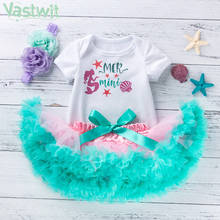 Vestido bonito de un año para niña, traje de fiesta de primer cumpleaños, Pelele de manga corta para bebé, traje de tutú de malla, 3 piezas 2024 - compra barato