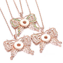 New Snap Jewelry Rose Gold PLated Crystal Rhinestone Owl Butterfly 18mm Snap Button Necklace for Women Snaps Buttons Jewelry 2024 - buy cheap