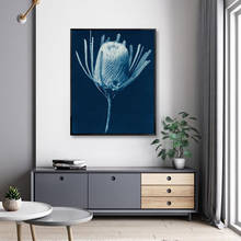 Nordic Blue Flower Leaf Poster and Print Abstract Wall Art Canvas Painting Modern Wall Pictures for Living Room Home Decor 2024 - buy cheap