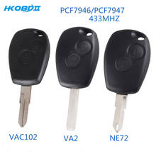 HKOBDII 2-кнопочный дистанционный Автомобильный ключ 433 МГц ID46 для Renault криптос чипом PCF7946AT PCF7947 NE72 VA2 VAC102 Blade 2024 - купить недорого