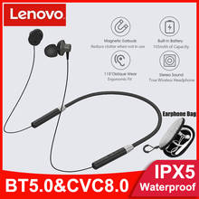 Lenovo-fones de ouvido, sem fio, magnético, bluetooth 5.0, ipx5, à prova d'água, cancelamento de ruído, esportivo 2024 - compre barato