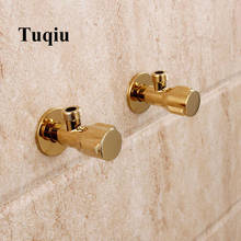 Tuqiu угловой клапан Золотой Твердый латунный настенный угловой клапан для унитаза Универсальный запорный треугольный клапан для крана и туалета 2024 - купить недорого