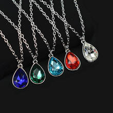 Silver Color Short Chain Chokers Necklaces Red Blue Green Crystal Water Drop Pendant Necklace Women Wedding Jewelry Accessories 2024 - buy cheap