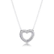 Женское Ожерелье-чокер из серебра 925 пробы, с узором змеиной цепочки и открытым сердцем 2024 - купить недорого