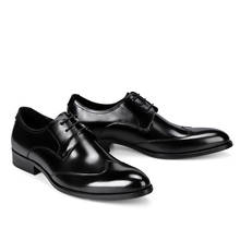 Zapatos de vestir de cuero genuino para hombre, calzado Oxford de negocios, tallas grandes, Retro, negro, vino, rojo, marrón, nueva moda, Envío Gratis, 2019 2024 - compra barato