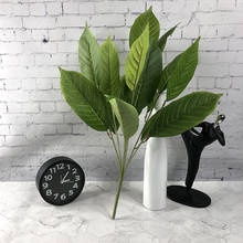 50cm 7 Fork Artificial Plants Leaves Tropical Magnolia Bouquet Fake Bonsai Grass Real Touch Tree Foliage Green Plants Wall 2024 - buy cheap