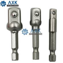 AXk chrome vanadium steel socket adapter Seth ex shank to 1/4 "3/8" 1/2 "extension drill bits hex bit set power tools LT145 2024 - buy cheap