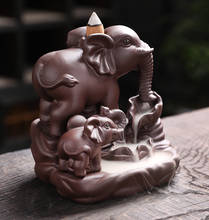 Queimador de incenso reverso, elefante, deus, emblema auspicioso e sucesso, decoração zen, cone de cerâmica 2024 - compre barato