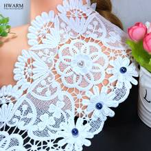 Hwarm 10 jardas 15cm renda 3d africana, para artesanato tecido com strass contas saia de costura acessórios de guarnição decoração de casamento diy 2024 - compre barato