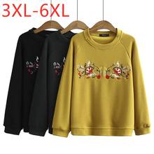 New ladies autumn winter plus size tops for women large pullover long sleeve thick velvet embroidery T-shirt 3XL 4XL 5XL 6XL 2024 - buy cheap