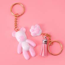 7 Pcs/Set Teddy Bear Keychain Crystal Epoxy Resin Mold Pendant Silicone Mould P9YF 2024 - buy cheap