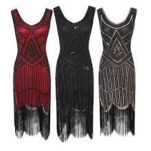 XS-4XL Women 1920 S Vintage Great Gatsby Dress Sequins Dress V-Neck Tassels Bodycon Party Dress Flapper Dresses Art Deco Double 2024 - buy cheap