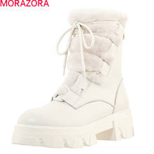 MORAZORA 2022 New hot sale ankle boots genuine leather boots comfortable square heels keep warm snow boots ladies shoes 2024 - buy cheap