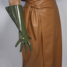 Luvas longas de couro de patente 38cm, manga grande, princesa, punho largo, couro de simulação unissex, verde militar wpu160 2024 - compre barato