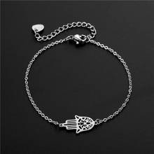 Pulsera de mano de Fátima para mujer, joyería de Hip Hop, brazaletes de cadena de Color plateado de acero inoxidable, regalo de Collar con dijes para mujer 2021 2024 - compra barato