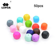 LOFCA 50pcs Silicone Beads Dice shape Baby Teething Beads BPA Free Food Grade Silicone Beads Pacifier Chain Teething Necklace 2024 - buy cheap