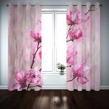 Красивые затемненные фото занавески для комнаты 3D занавески для гостиной спальни розовый цветок романтическая свадебная комната Занавески 2024 - купить недорого