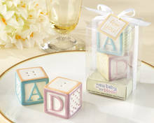 10Pcs/lot=5Boxes ABCD Baby shower souvenirs of Baby Blocks Salt and Pepper Shakers for baby birthday party decoration gifts 2024 - buy cheap