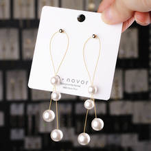 Korean Long Simulated Pearl Drop Earrings for Women Fashion Temperament Ear Line Tassel Earrings Valentine's Day Gift 2024 - buy cheap