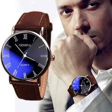 2020 Fashion Men's Watch Men Roman Numerals Blu-Ray Faux Leather Band Quartz Analog Business Men's Wrist Watches Casual Business 2024 - buy cheap