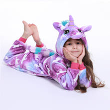 Детская Пижама-Кигуруми для мальчиков и девочек, пижама в виде единорога, фланелевые детские пижамы-кигуруми в виде единорога, детские зимние комбинезоны в виде животных 2024 - купить недорого