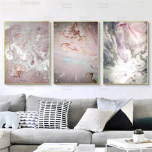 Pintura tela de mármore abstrato moderno, rosa, roxo, tela, posteres e impressões, imagem de arte de parede para o interior, decoração de casa 2024 - compre barato